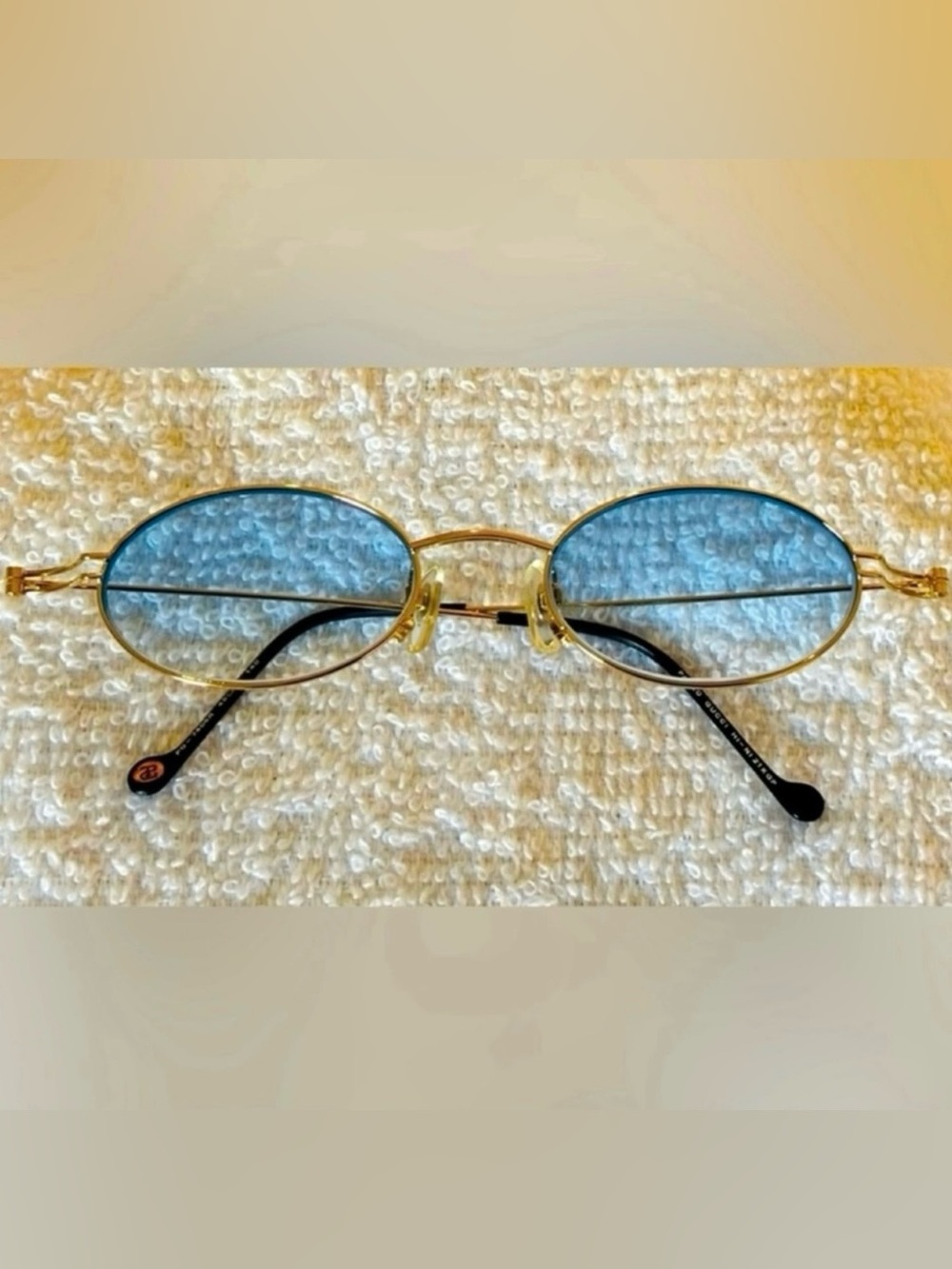 VERY RARE Authentic Gucci Coogi Brand Name Gold Metal Frame Blue Tint Sunglasses - Picture 11 of 15